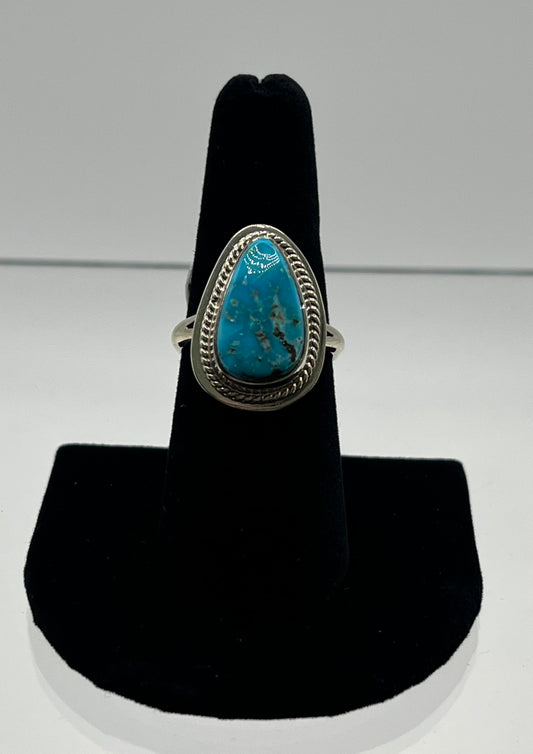 Kingman Turquoise and Sterling Silver Ring; Size 8