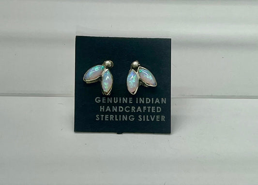 Small Opal and Sterling Silver Stud Earrings