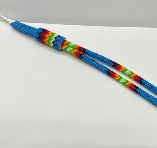 Fully Beaded Bolo Tie; Sky Blue