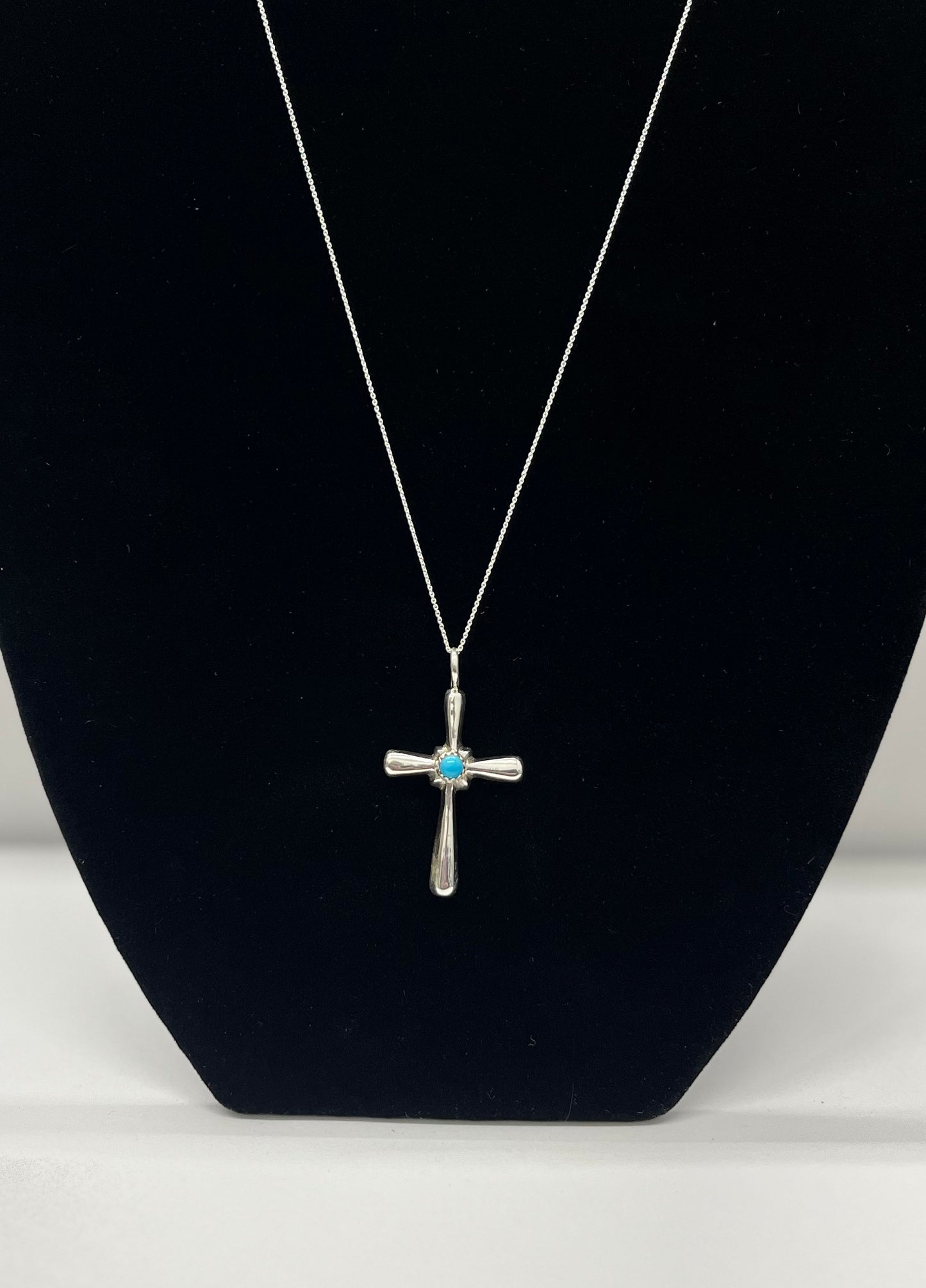 Turquoise and Sterling Silver Cross Pendant with chain