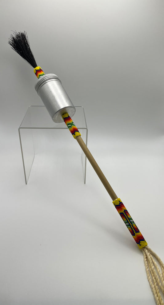 Beaded Gourd; Yellow with Black Horsehair