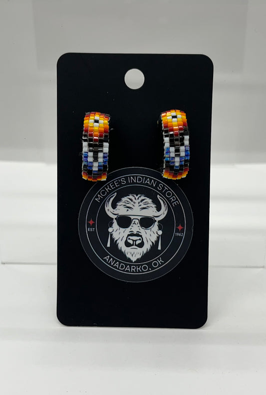 Beaded Hoops; Dark Blue