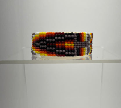 Beaded Cuff Bracelet; Purple