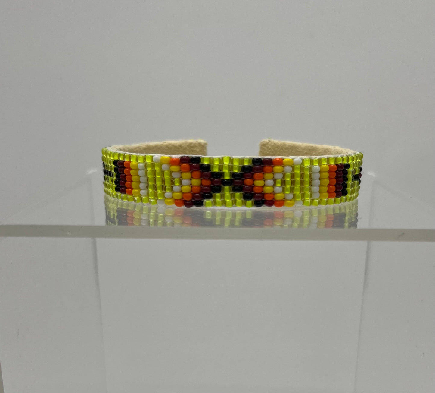 Beaded Cuff Bracelet; Neon Yellow