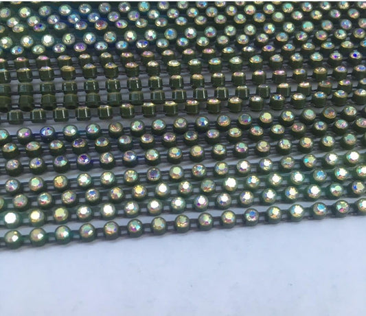 Rhinestone Banding; SS6 AB Army Green  (per yard)