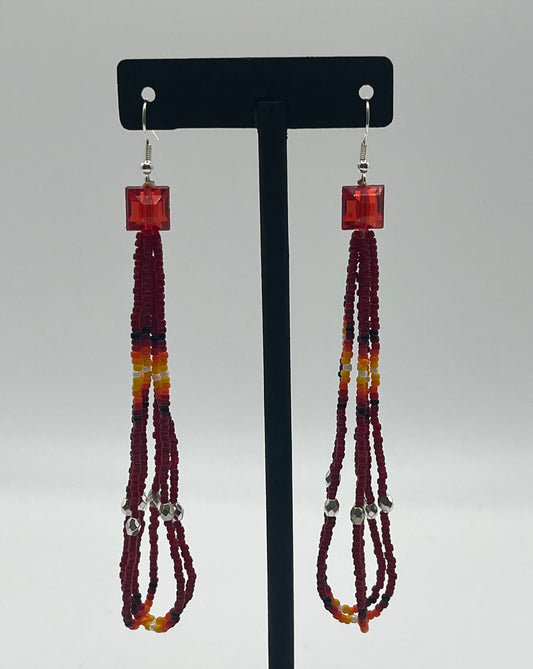 Beaded Earrings Red