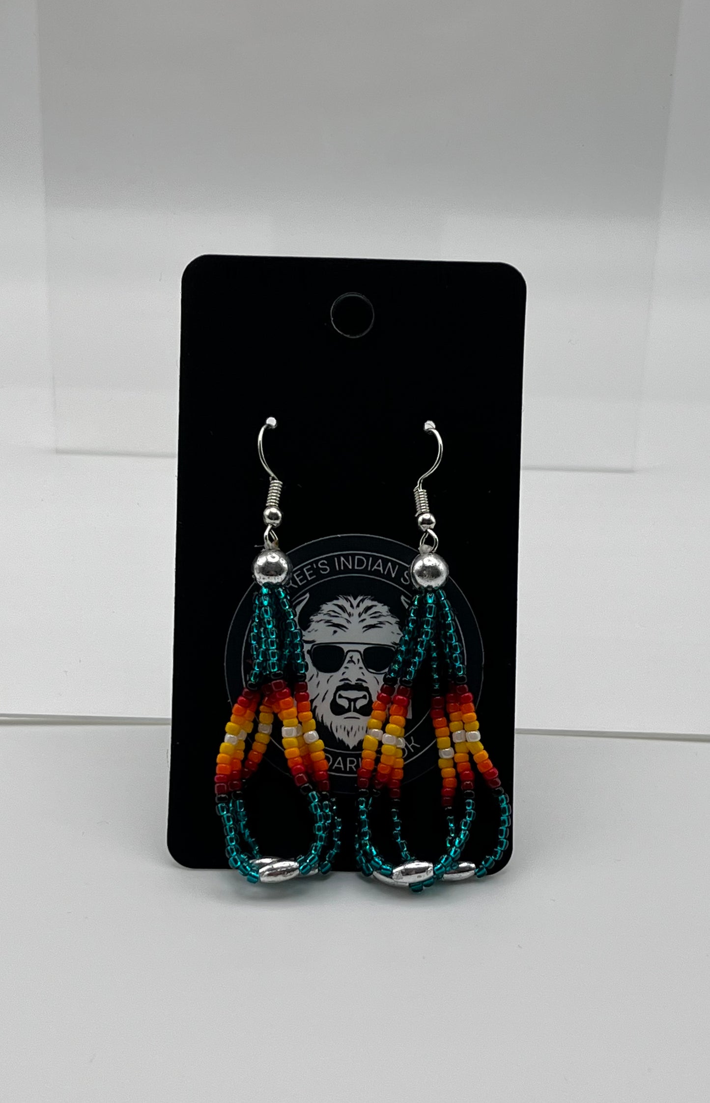 Medium Beaded Earrings Teal