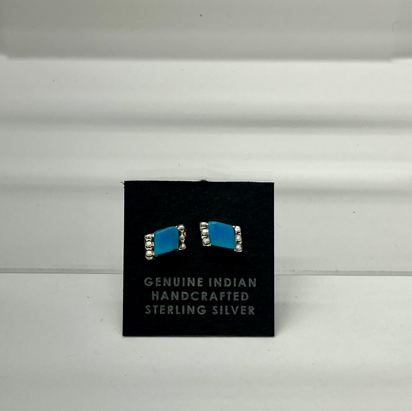Petite Turquoise and Sterling Silver Square Stud Earrings