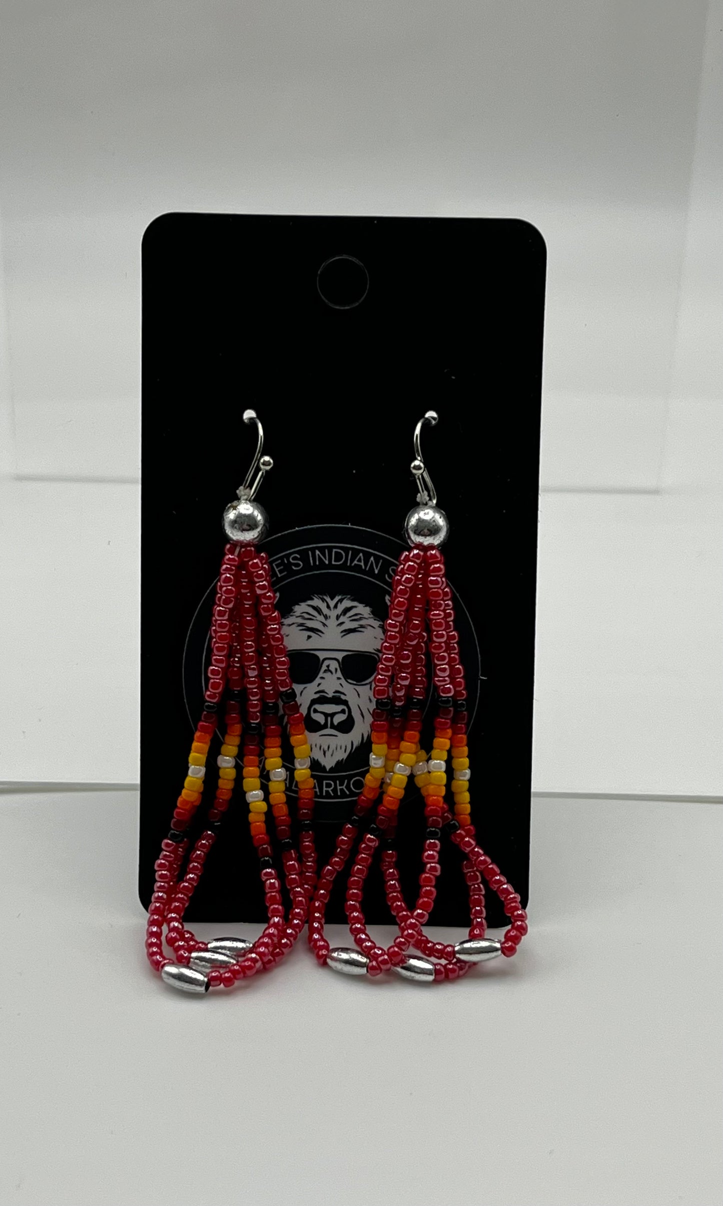 Large Beaded Earrings Light Red