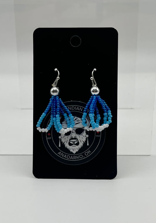 Small Beaded Earrings; Royal Blue