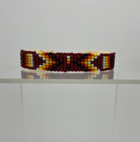 Beaded Cuff Bracelet; Dark Red