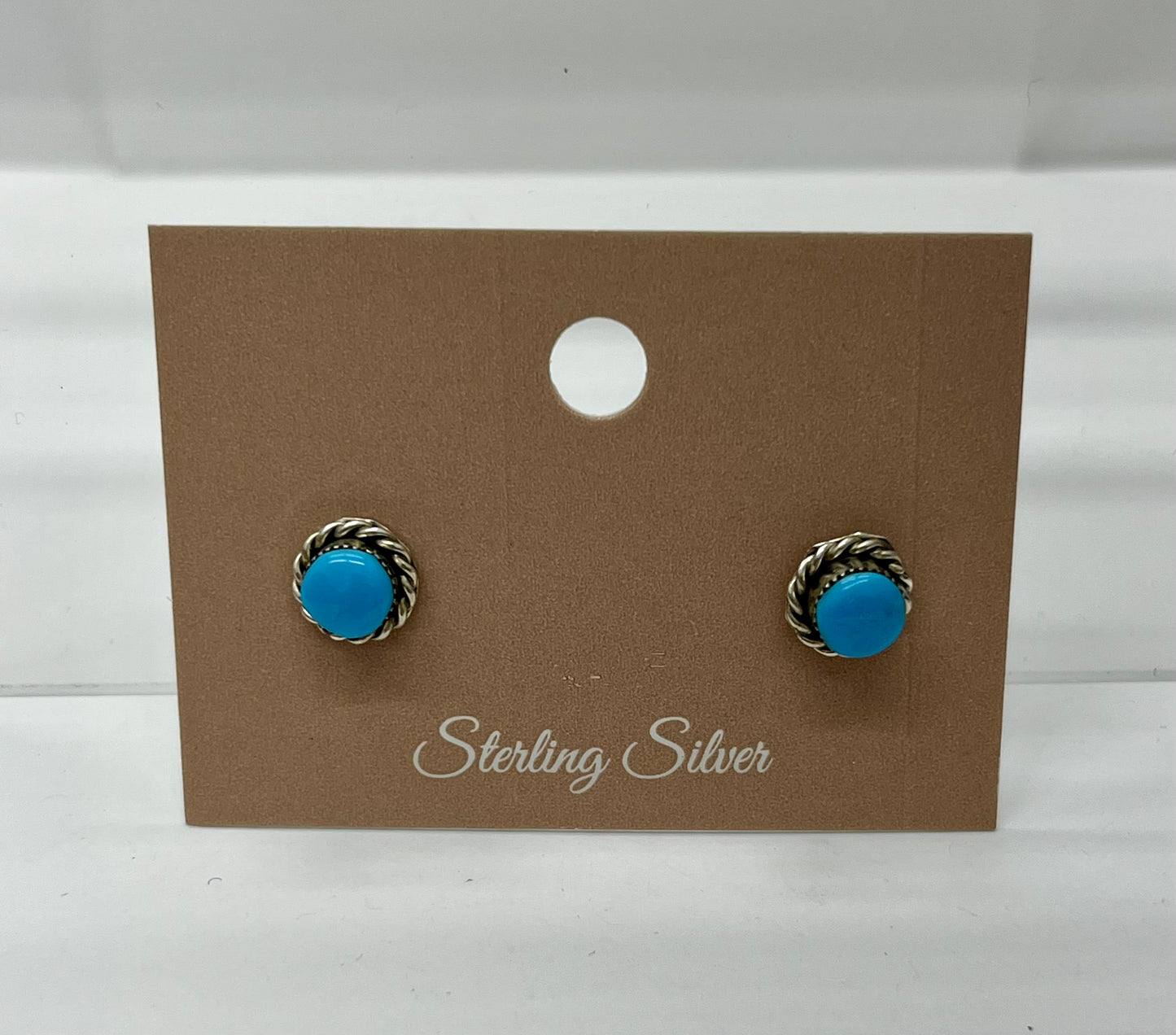 Small Turquoise and Sterling Silver Round Shaped Earrings