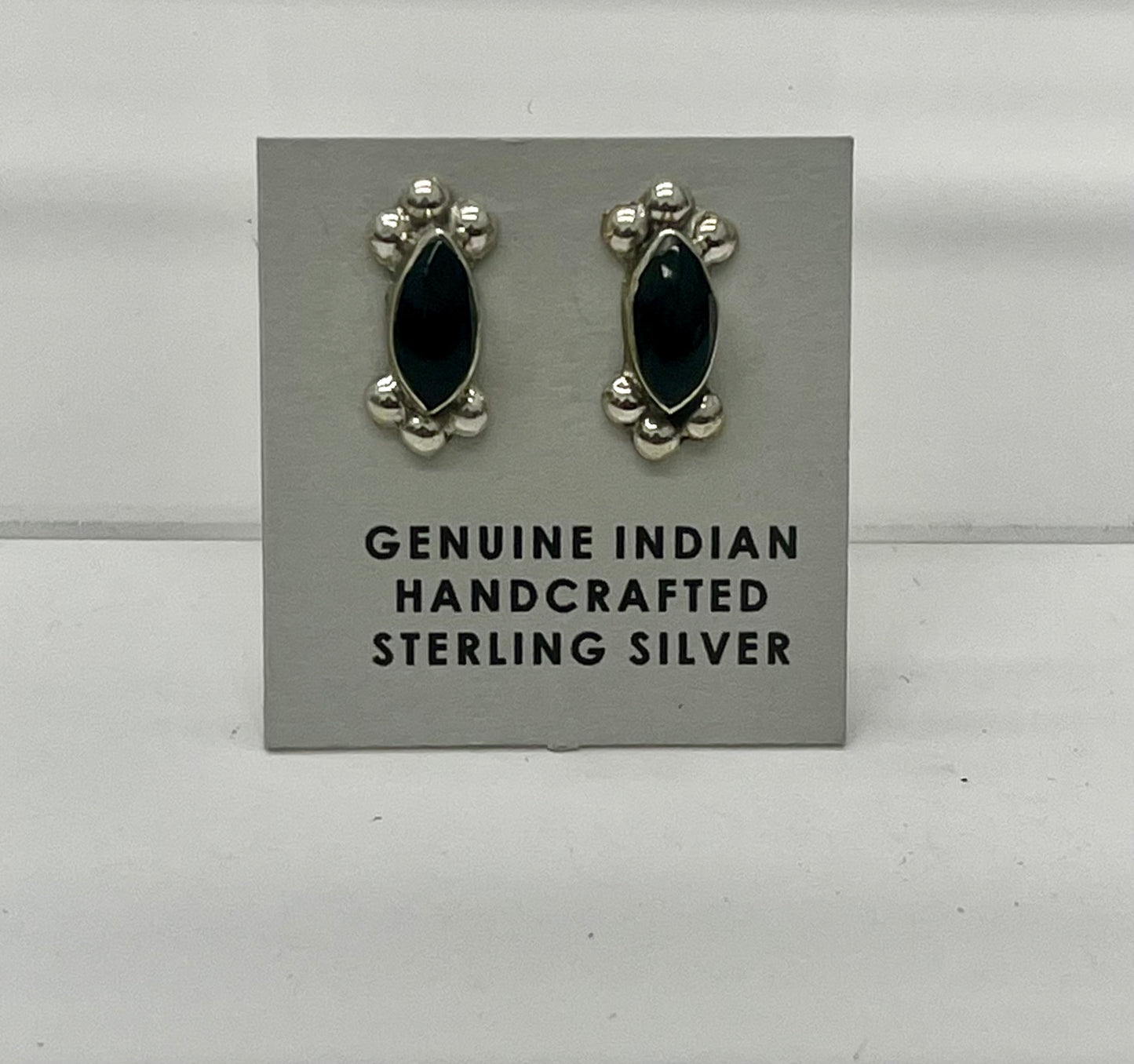 Small Onyx and Sterling Silver Stud Earrings