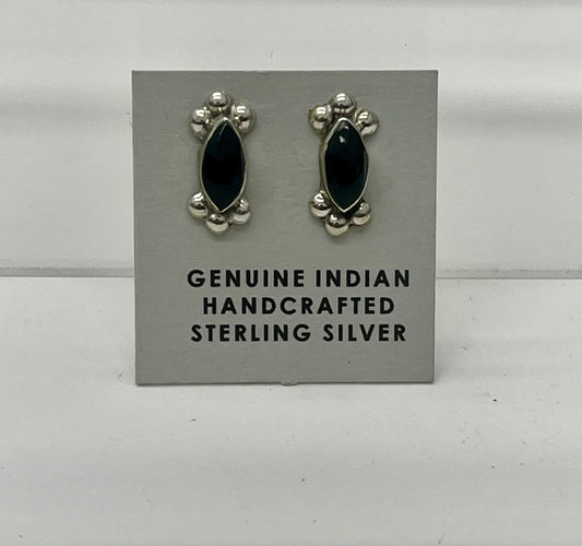 Small Onyx and Sterling Silver Stud Earrings