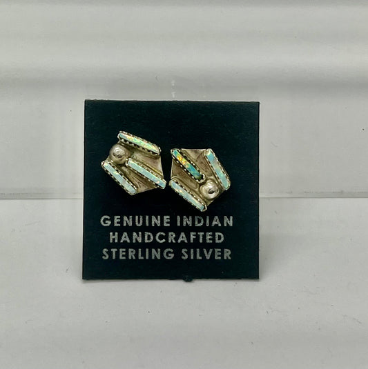 Petite Opal and Sterling Silver Stud Earrings