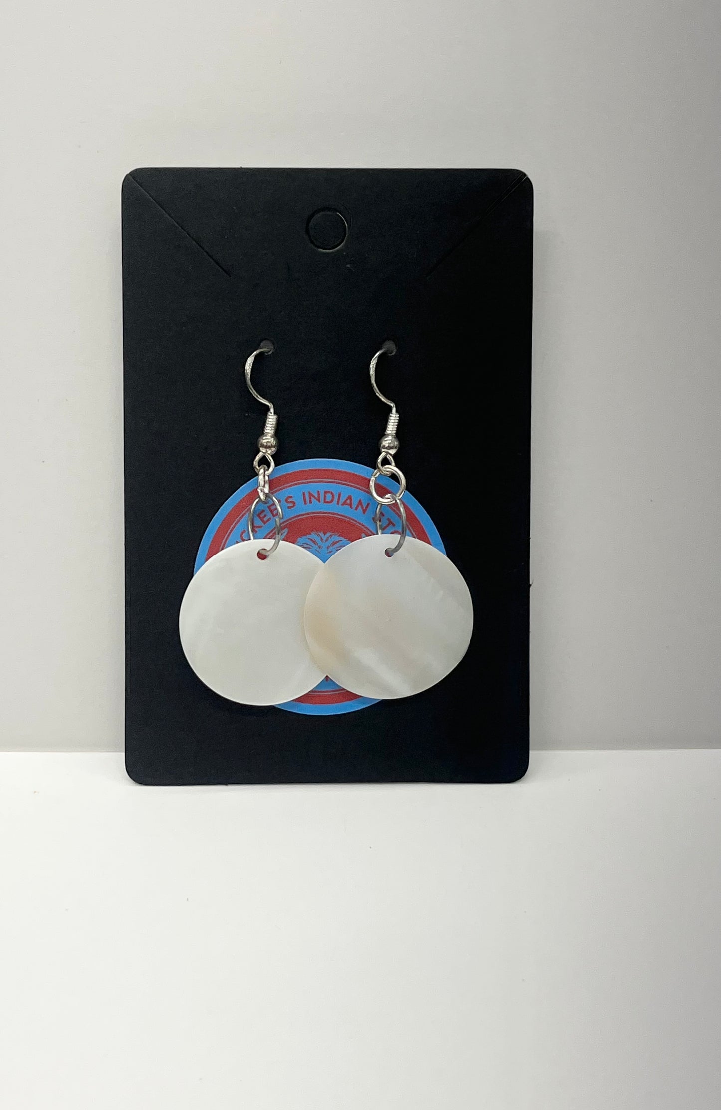 Round Mother of Pearl Earrings; 1”