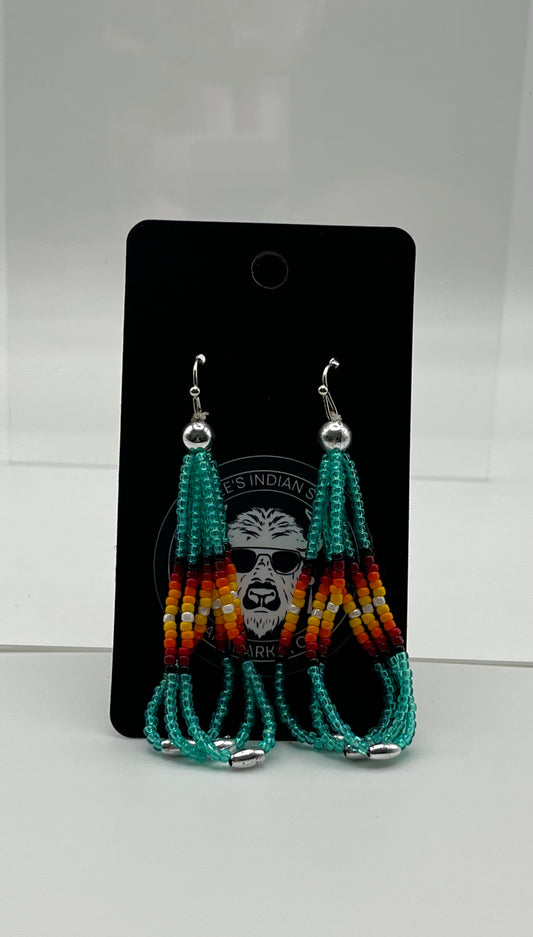 Large Beaded Earrings Turquoise