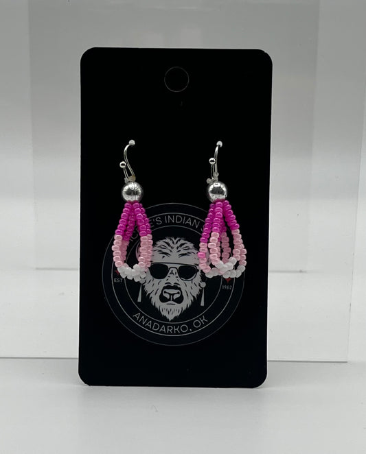 Small Beaded Earrings; Pink