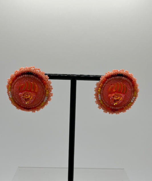 Beaded Bear Paw Earrings Orange