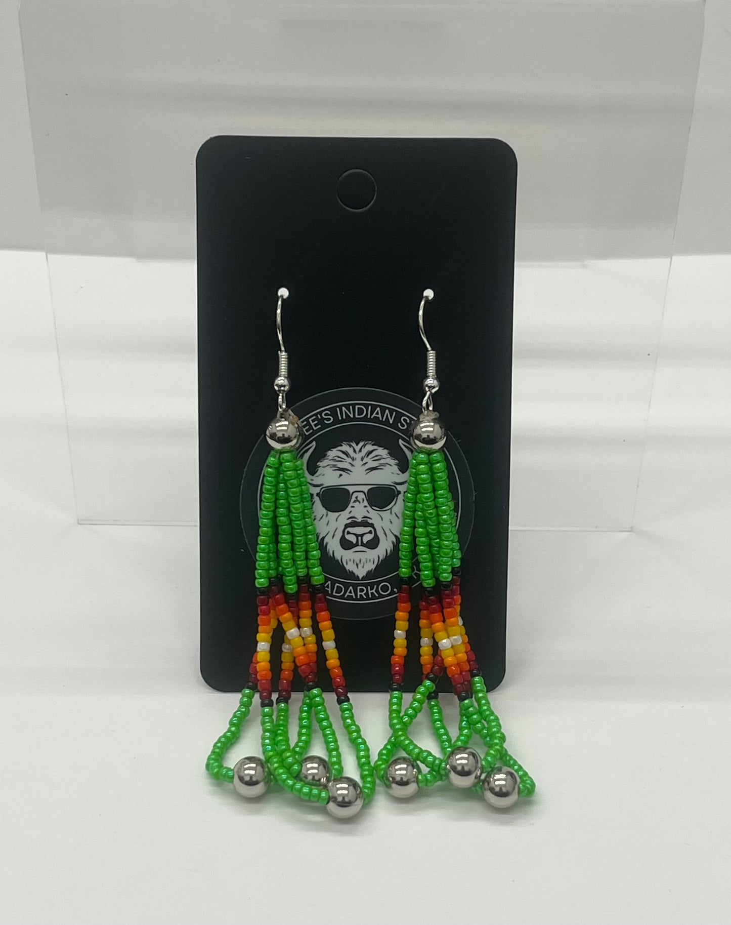 Large Beaded Earrings, Kelly Green