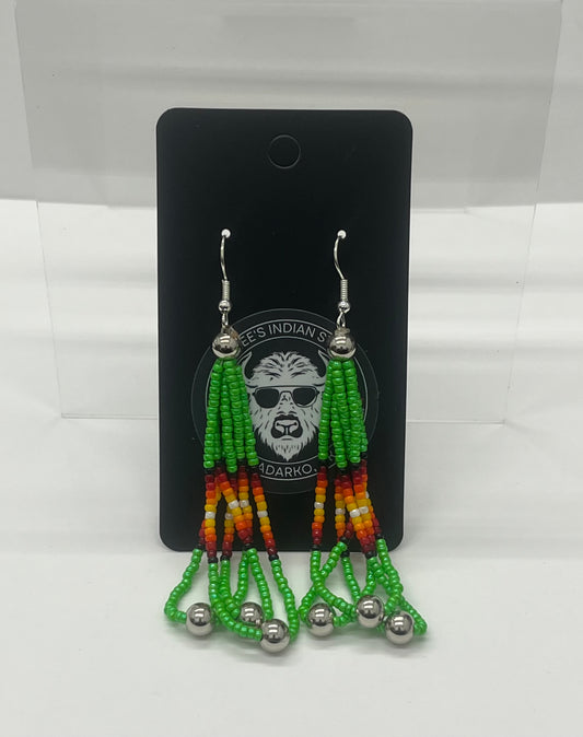 Large Beaded Earrings, Kelly Green