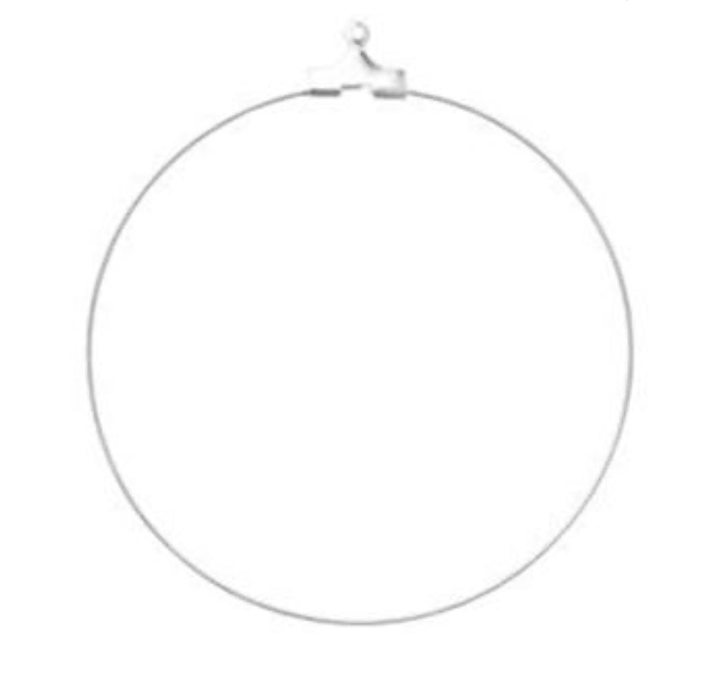 Silver Plated Load-a-Bead Ear Hoops 40mm per pair