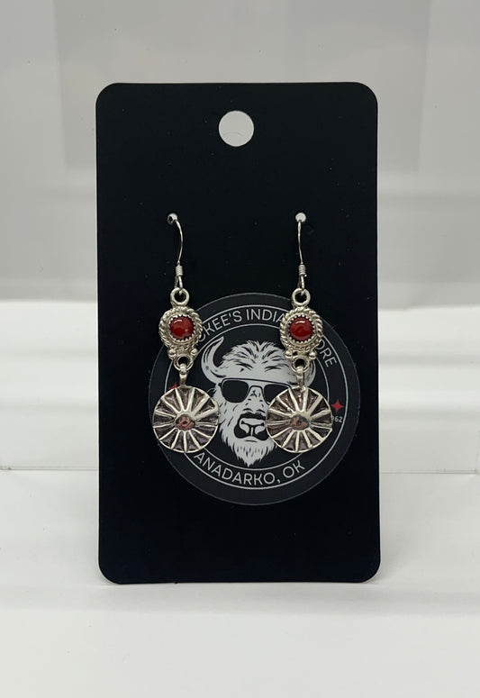 Coral and Sterling Silver Earrings