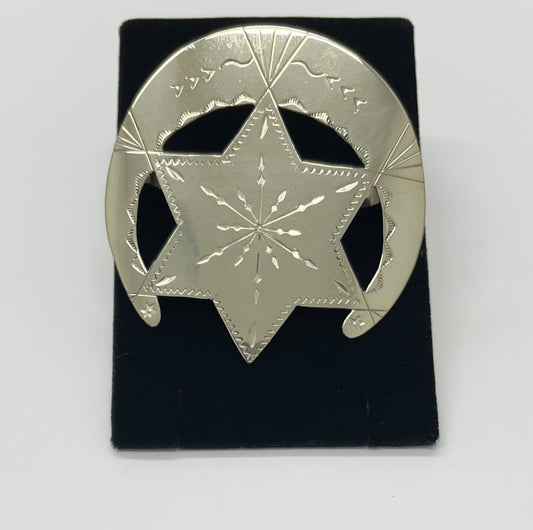 German Silver, Six Point Star Scarf Slide