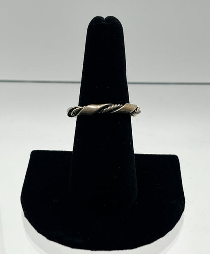 Turquoise and Sterling Silver Pear Shaped Ring with Rope Design Band; Size 7.75