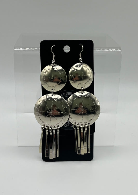 German Silver, Stamped, Long Shield Earrings
