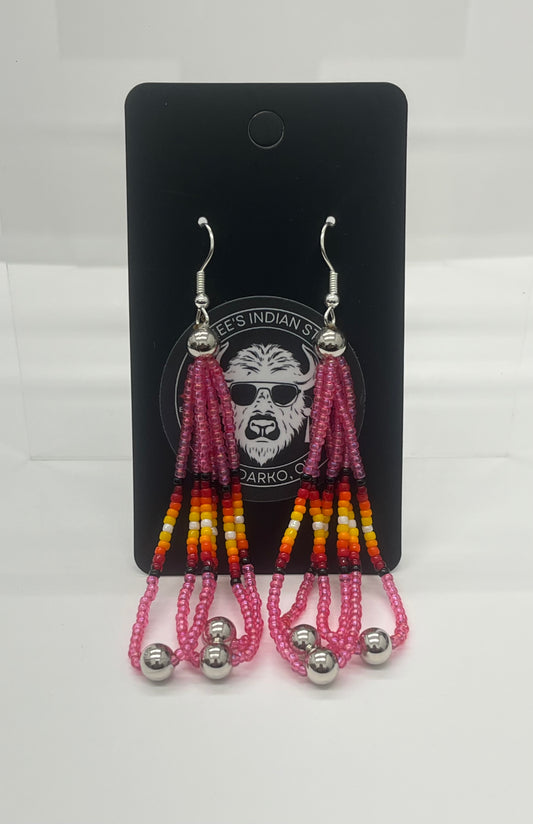 Large Beaded Earrings, Pink