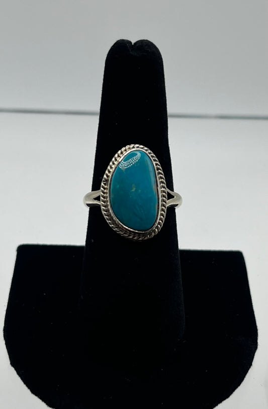 Crow Springs Turquoise and Sterling Silver Ring; Size 8