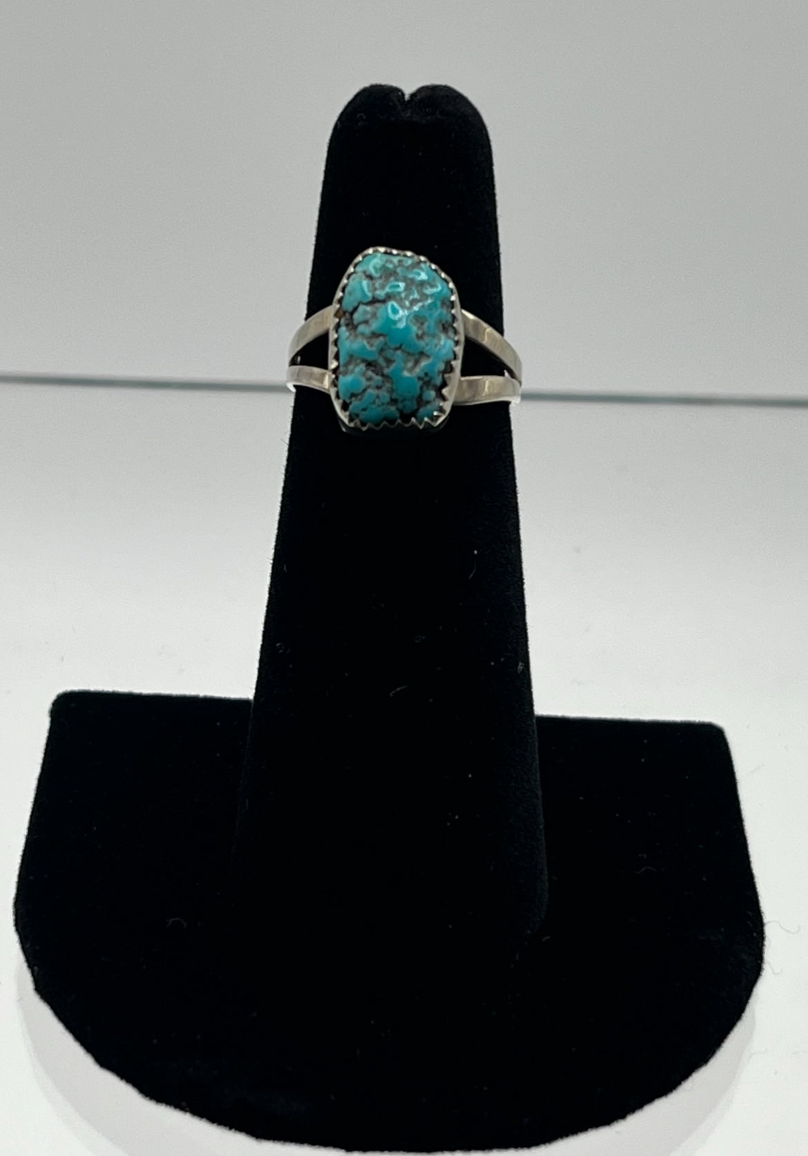 Nugget Turquoise and Sterling Silver Ring; Size 5.5
