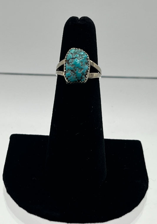 Nugget Turquoise and Sterling Silver Ring; Size 5.5