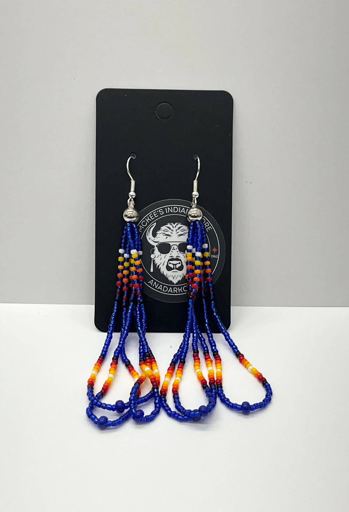 Long Beaded Earrings; Royal Blue