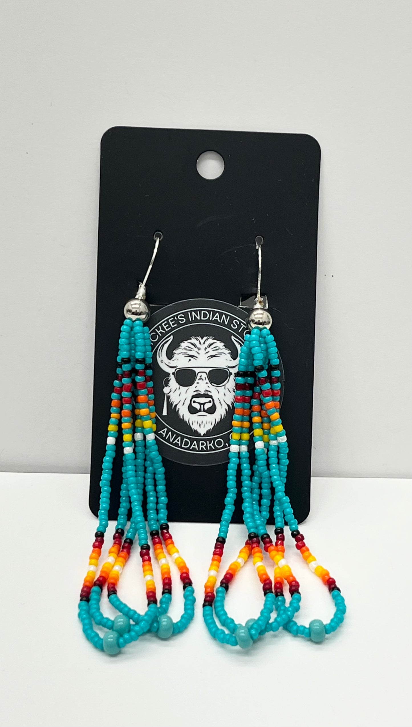 Long Beaded Earrings; Turquoise