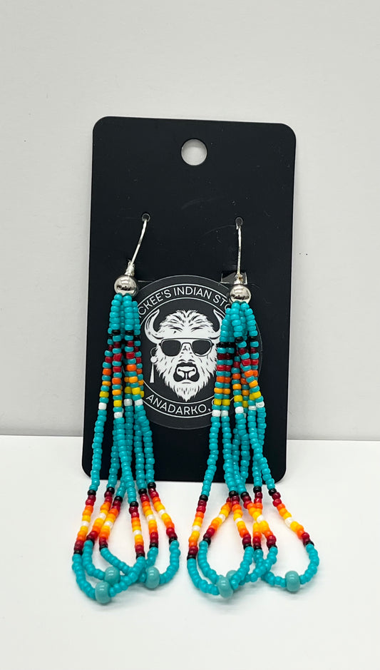 Long Beaded Earrings; Turquoise