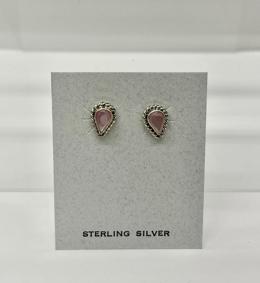 Small Pink Mother of Pearl and Sterling Silver Earrings