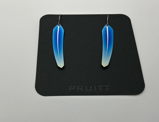 Pat Pruitt Titanium Small Feather Earrings Dark Blue With Light Blue Tips