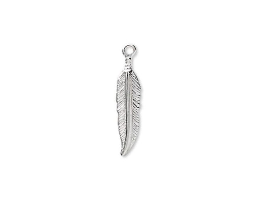 Silver Plated Feather Charms (5 pairs)