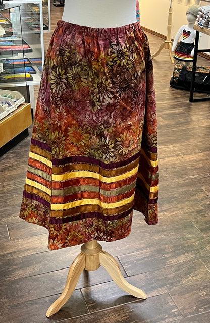 Adult Ribbon Skirt; Sunflower Design, Waist 34”