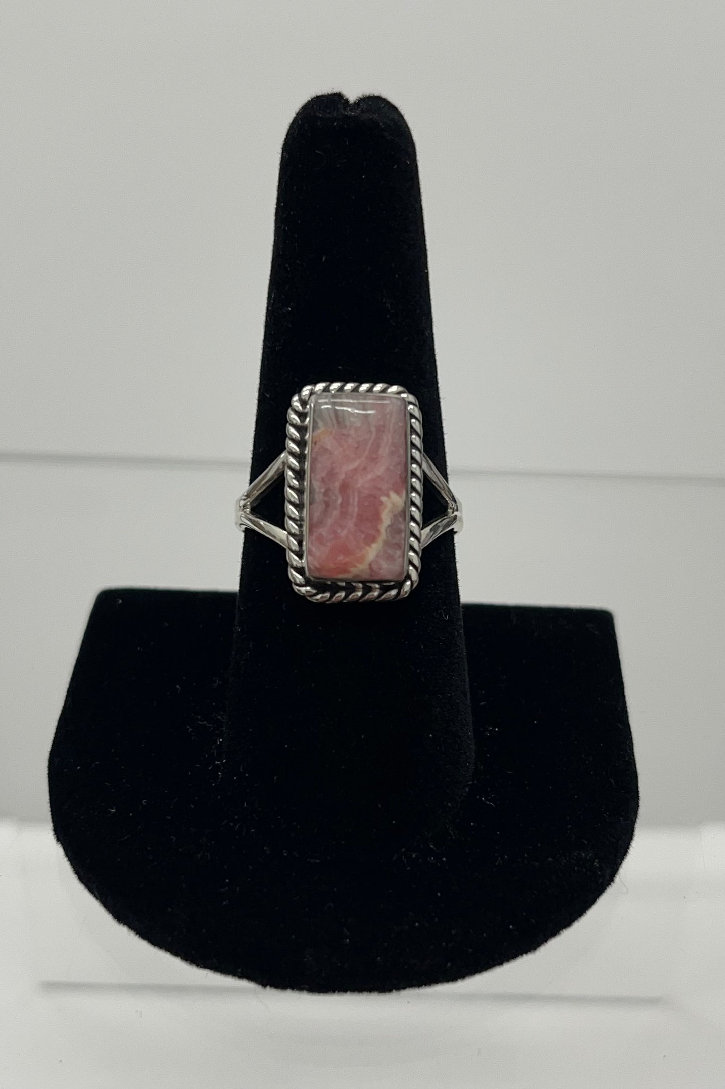Rhodochrosite and Sterling Silver Ring Size; 8.5