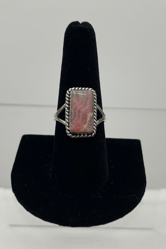 Rhodochrosite and Sterling Silver Ring Size; 8.5