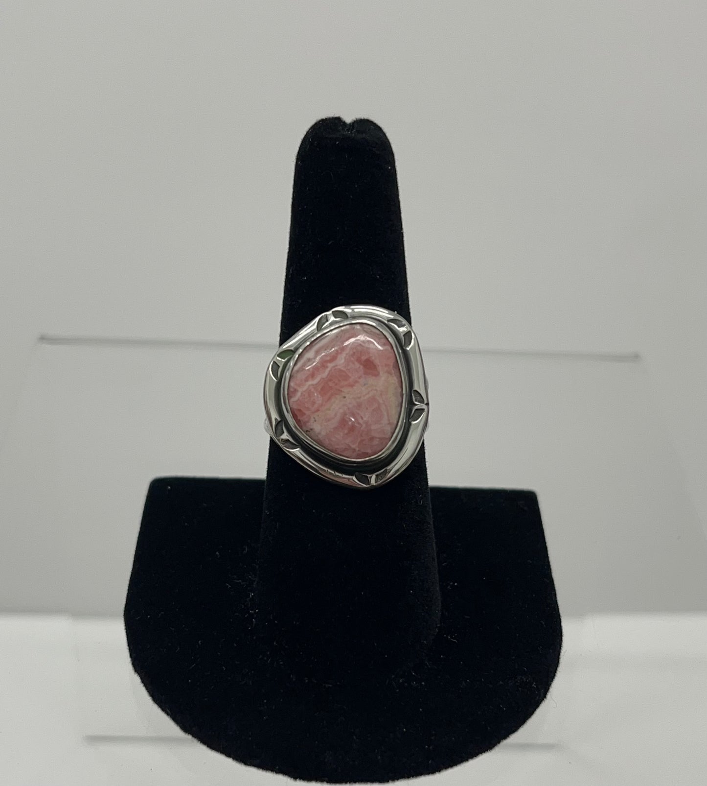 Rhodochrosite and Sterling Silver Ring Size; 8