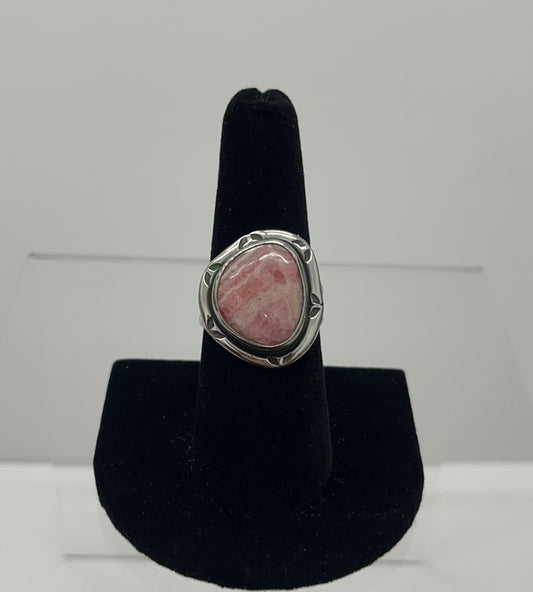 Rhodochrosite and Sterling Silver Ring Size; 8