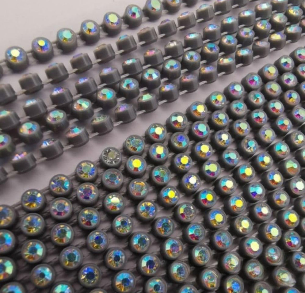 Rhinestone Banding; SS6 AB Grey (per yard)