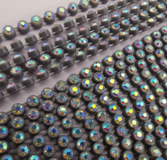 Rhinestone Banding; SS6 AB Grey (per yard)