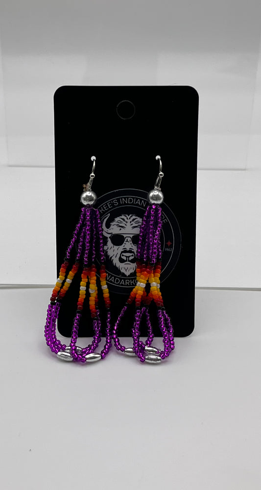 Large Beaded Earrings Dark Fuchsia