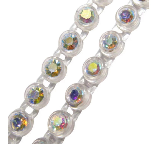 Rhinestone Banding; SS8 AB Transparent (per yard)