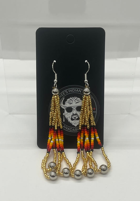Large Beaded Earrings, Gold